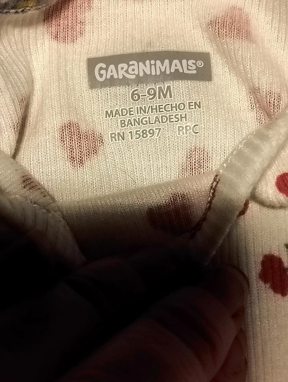 Garanimals White Dainty Ruffled Onesie With Red Hearts Size 6 To 9 Months
